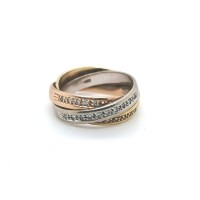 Brillant-Ring, 585 Tricolor 9,5